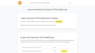 
                            3. 192.168.0.1 - Technicolor TC7210-dNZ Router login and password