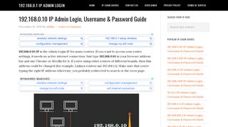 
                            5. 192.168.0.10 IP Admin Login, Username & Password Guide