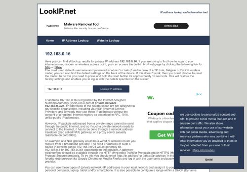 
                            7. 192.168.0.16 - Private Network | IP Address Information Lookup