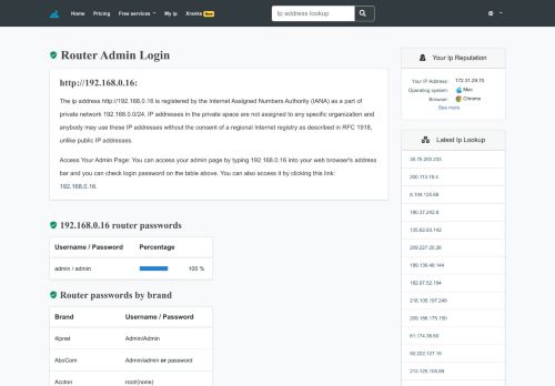 
                            2. 192.168.0.16 - Router passwords - Router Admin Login [Resolved]