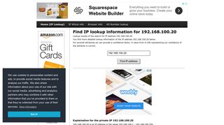 
                            8. 192.168.100.20 - Find IP Address - Lookup and locate an ip address
