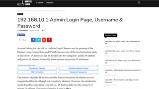 
                            4. 192.168.10.1 Admin Login Page, Username & Password - Router Login