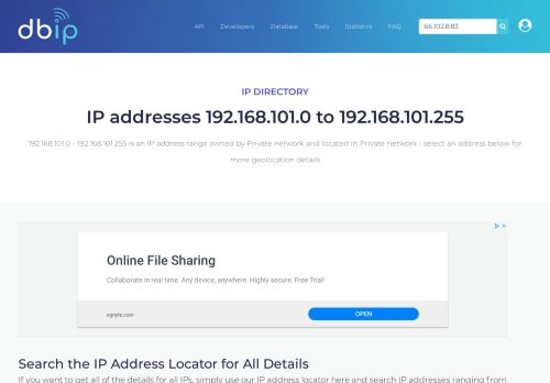 
                            4. 192.168.101 - Private network - Private network - Search IP addresses