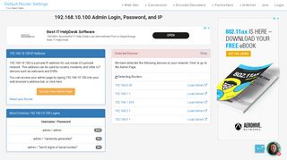 
                            1. 192.168.10.100 Admin Login, Password, and IP - Clean CSS