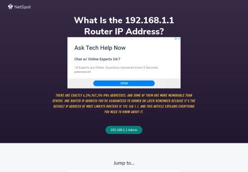 
                            5. 192.168.1.1 Default Router IP Address and Routers Using It - NetSpot