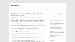 
                            2. 192.168.1.1 - Find Router's IP Address Along with Username ...