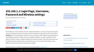 8. 192.168.1.1 Login Page, Username, Password and Wireless ...
