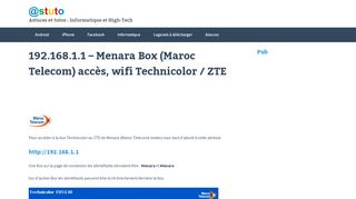 
                            4. 192.168.1.1 - Menara Box (Maroc Telecom) accès, wifi ...