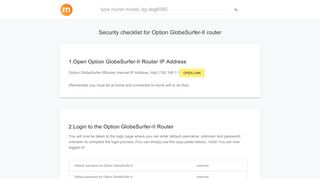 
                            5. 192.168.1.1 - Option GlobeSurfer-II Router login and password