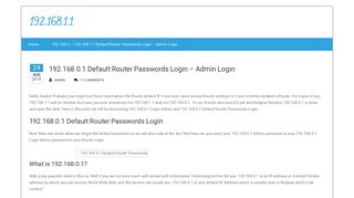 
                            12. 192.168.1.1 Router Login - 192.168.l.l Admin Default Password