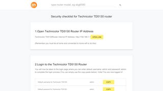 
                            8. 192.168.1.1 - Technicolor TD5130 Router login and password