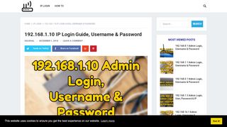 
                            11. 192.168.1.10 IP Login Guide, Username & Password - Router Login