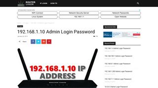 
                            9. 192.168.1.10 Router Login Admin Username and Password