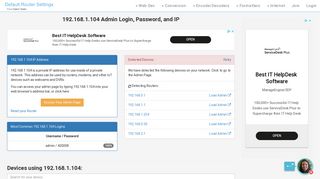 
                            1. 192.168.1.104 Admin Login, Password, and IP - Clean CSS