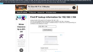 
                            8. 192.168.1.104 - Find IP Address - Lookup and locate an ip address