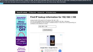 
                            12. 192.168.1.108 - Find IP Address - Lookup and locate an ip address