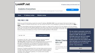 
                            11. 192.168.1.108 - Private Network | IP Address Information Lookup