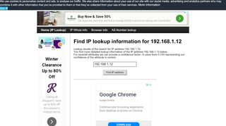 
                            10. 192.168.1.12 - Find IP Address - Lookup and locate an ip address