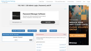 
                            1. 192.168.1.128 Admin Login, Password, and IP - Clean CSS