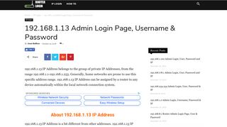 
                            5. 192.168.1.13 Admin Login Page, Username & Password - Router Login