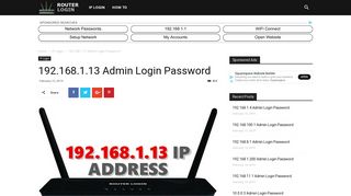 
                            9. 192.168.1.13 Router Login Admin Username and Password
