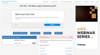 
                            1. 192.168.1.150 Admin Login, Password, and IP - Clean CSS