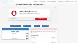 
                            2. 192.168.1.20 Admin Login, Password, and IP - Clean CSS
