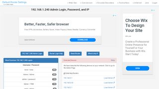 
                            2. 192.168.1.240 Admin Login, Password, and IP - Clean CSS