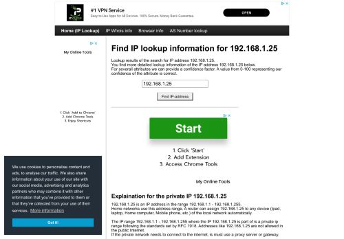 
                            5. 192.168.1.25 - Find IP Address - Lookup and locate an ip address