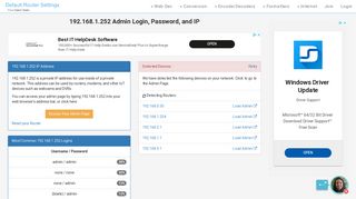 
                            5. 192.168.1.252 Admin Login, Password, and IP - Clean CSS
