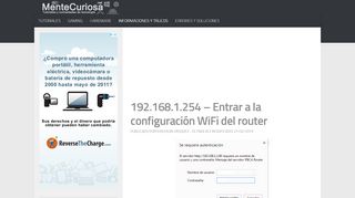 
                            3. 192.168.1.254 - Entrar a la configuración WiFi del router