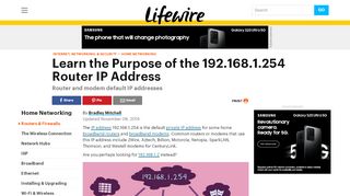 
                            12. 192.168.1.254 – Router and Modem Default IP Address - Lifewire