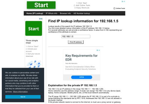 
                            11. 192.168.1.5 - Find IP Address - Lookup and locate an ip address