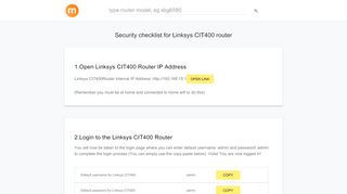 
                            8. 192.168.15.1 - Linksys CIT400 Router login and password - modemly