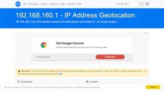 
                            4. 192.168.160.1 - No unique location - Private network - IP address ...