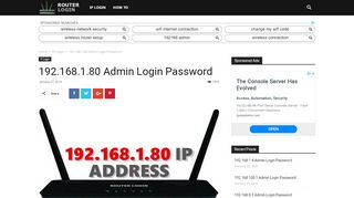 
                            11. 192.168.1.80 Router Login Admin Username and Password