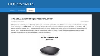 
                            10. 192.168.2.1 Admin Login, Password, and IP - http 192.168.1.1