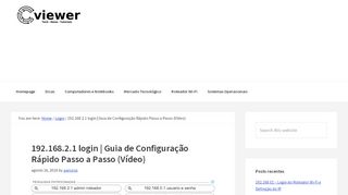 
                            13. 192.168.2.1 login | Guia de Configuração Rápido Passo a Passo ...