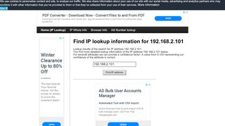
                            10. 192.168.2.101 - Find IP Address - Lookup and locate an ip address