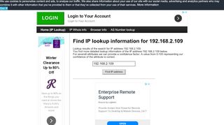 
                            9. 192.168.2.109 - Find IP Address - Lookup and locate an ip address