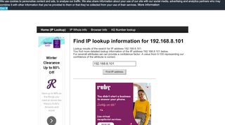 
                            8. 192.168.8.101 - Find IP Address - Lookup and locate an ip address