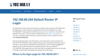 
                            11. 192.168.88.254 Default Router IP Login - 192.168.1.1