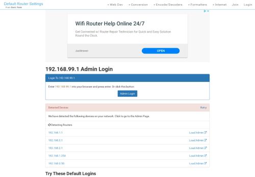 
                            3. 192.168.99.1 Admin Login, Password, and IP - Clean CSS