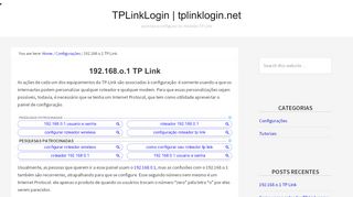 
                            10. 192.168.o.1 TP Link, admin, login e senha ... - Tplinklogin net