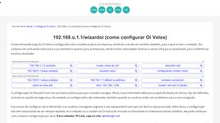 
                            10. 192.168.o.1.1/wizardoi (como configurar Oi Velox): admin, senha e login