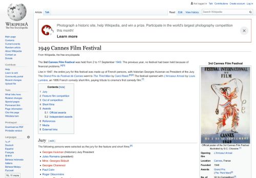 
                            11. 1949 Cannes Film Festival - Wikipedia