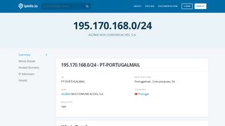 
                            9. 195.170.168.0/24 Netblock Details - Portugalmail - Comunicacoes, SA ...