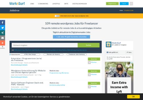 
                            10. 197 ortsunabhängige wordpress Jobs für Freelancer - WorknSurf