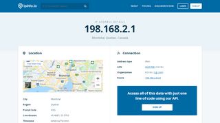 
                            12. 198.168.2.1 IP Address Details - IPinfo IP Address Geolocation API