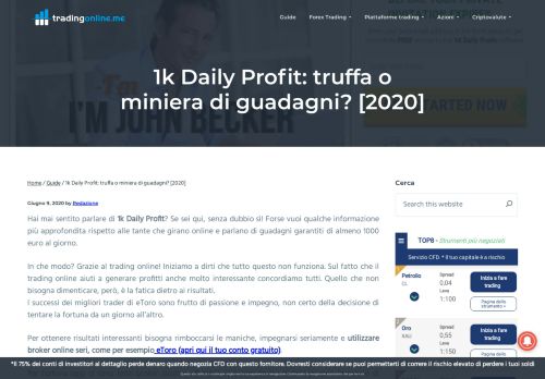 
                            1. 1k Daily Profit: truffa o miniera di guadagni? - Trading online